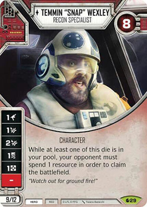 Temmin "Snap" Wexley - Recon Specialist (SoR) Rare Star Wars Destiny Fantasy Flight Games   