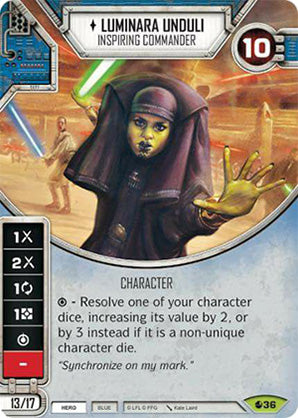 Luminara Unduli - Inspiring Commander (SoR) Rare Star Wars Destiny Fantasy Flight Games   