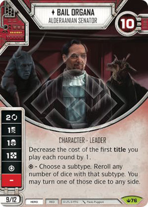Bail Organa - Alderaanian Senator (SOH) Rare Star Wars Destiny Fantasy Flight Games   