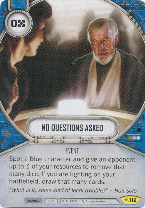 No Questions Asked (ATG) Uncommon Star Wars Destiny Fantasy Flight Games   