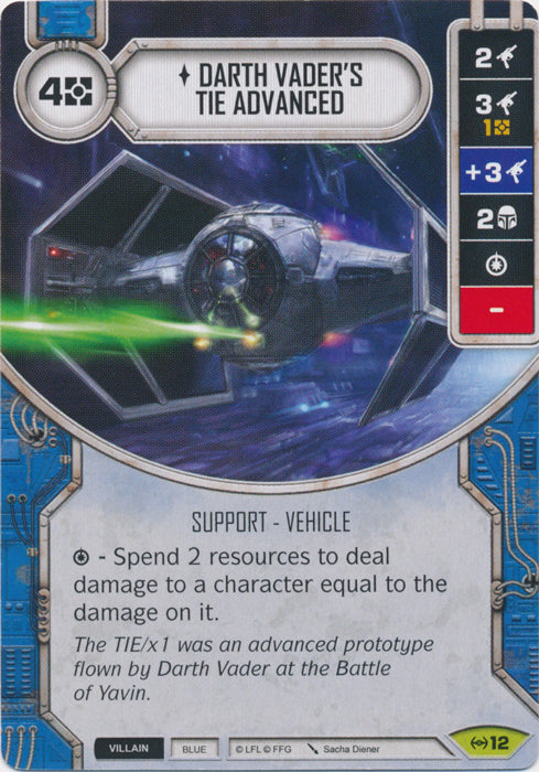 Darth Vader's TIE Advanced (EAW) Rare Star Wars Destiny Fantasy Flight Games   