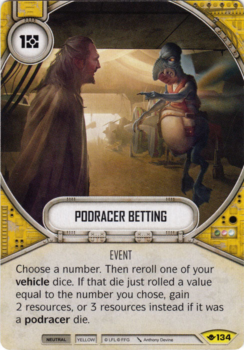 Podracer Betting (WotF) Uncommon Star Wars Destiny Fantasy Flight Games   