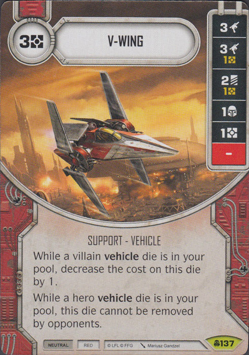 V-Wing (CONV) Rare Star Wars Destiny Fantasy Flight Games   