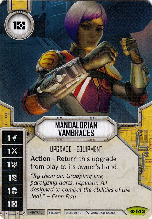 Mandalorian Vambraces (WotF) Rare Star Wars Destiny Fantasy Flight Games   