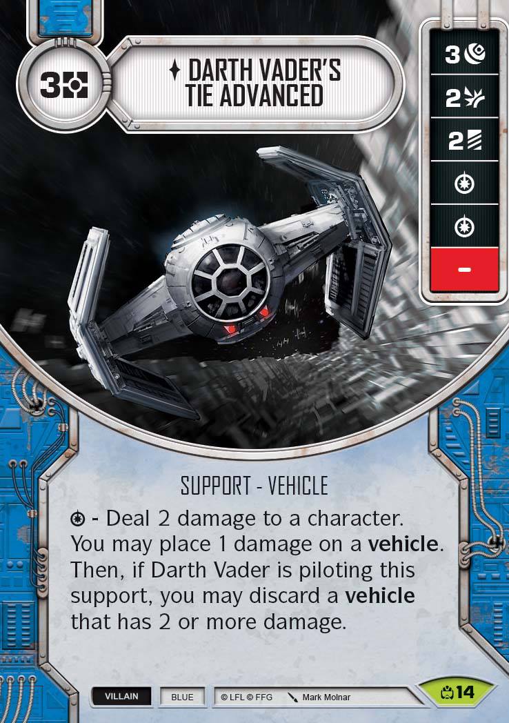 Darth Vader's Tie Advanced (CM) Rare Star Wars Destiny Fantasy Flight Games   