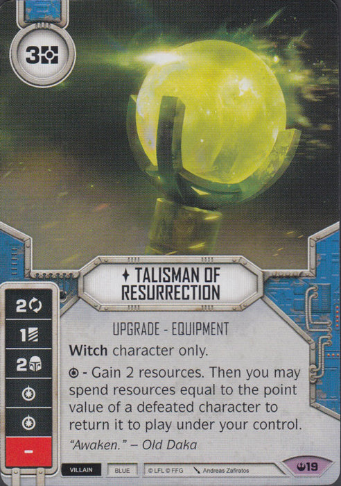 Talisman of Resurrection (SOH) Legendary Star Wars Destiny Fantasy Flight Games   