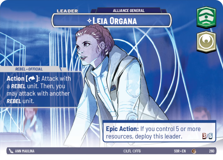 Leia Organa - Alliance General (SOR) Common Star Wars Unlimited Fantasy Flight Games Showcase Foil 