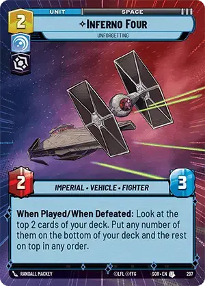 Inferno Four - Unforgetting (SOR) Uncommon Star Wars Unlimited Fantasy Flight Games Hyperspace Non-Foil 