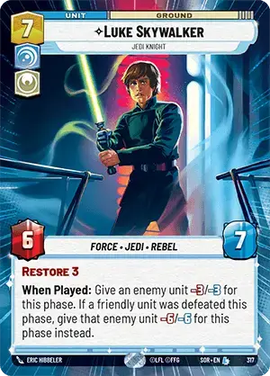Luke Skywalker - Jedi Knight (SOR) Legendary Star Wars Unlimited Fantasy Flight Games Hyperspace Non-Foil 
