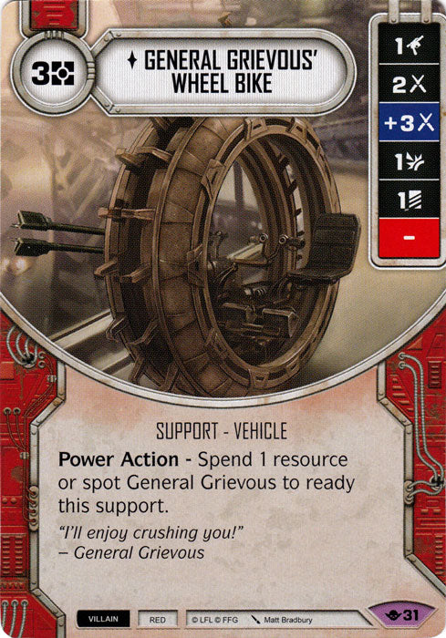 General Grievous' Wheel Bike (WotF) Legendary Star Wars Destiny Fantasy Flight Games   