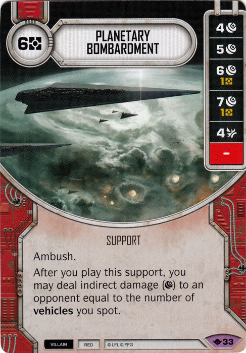 Planetary Bombardment (WotF) Legendary Star Wars Destiny Fantasy Flight Games   