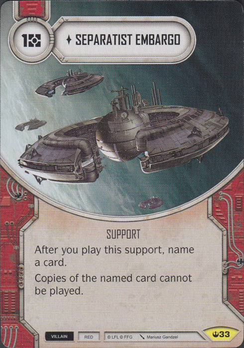 Separatist Embargo (SOH) Uncommon Star Wars Destiny Fantasy Flight Games   