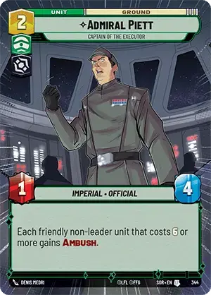 Admiral Piett - Captain of the Executor (SOR) Uncommon Star Wars Unlimited Fantasy Flight Games Hyperspace Non-Foil 