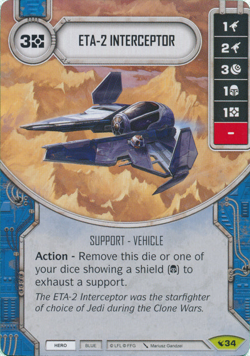 ETA-2 Interceptor (LEG) Rare Star Wars Destiny Fantasy Flight Games   