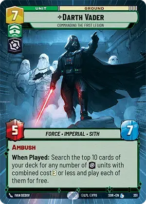 Darth Vader - Commanding the First Legion (SOR) Legendary Star Wars Unlimited Fantasy Flight Games Hyperspace Non-Foil 