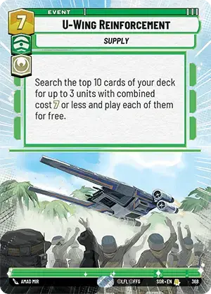 U-Wing Reinforcement (SOR) Rare Star Wars Unlimited Fantasy Flight Games Hyperspace Non-Foil 