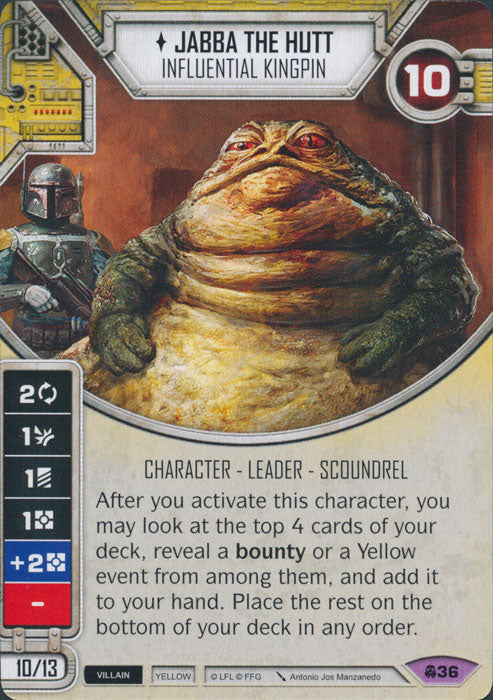 Jabba The Hutt - Influential Kingpin (CONV) Legendary Star Wars Destiny Fantasy Flight Games   