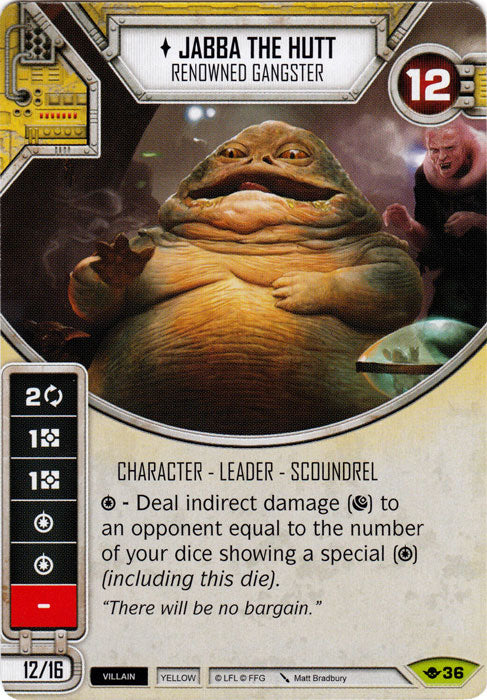 Jabba The Hutt - Renowned Gangster (WotF) Rare Star Wars Destiny Fantasy Flight Games   