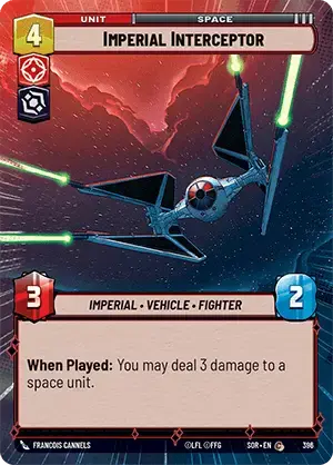 Imperial Interceptor (SOR) Common Star Wars Unlimited Fantasy Flight Games Hyperspace Non-Foil 