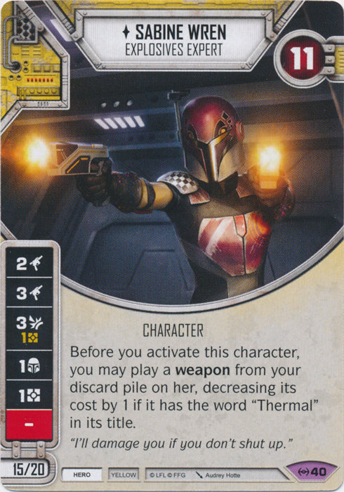 Sabine Wren - Explosives Expert (EAW) Legendary Star Wars Destiny Fantasy Flight Games   