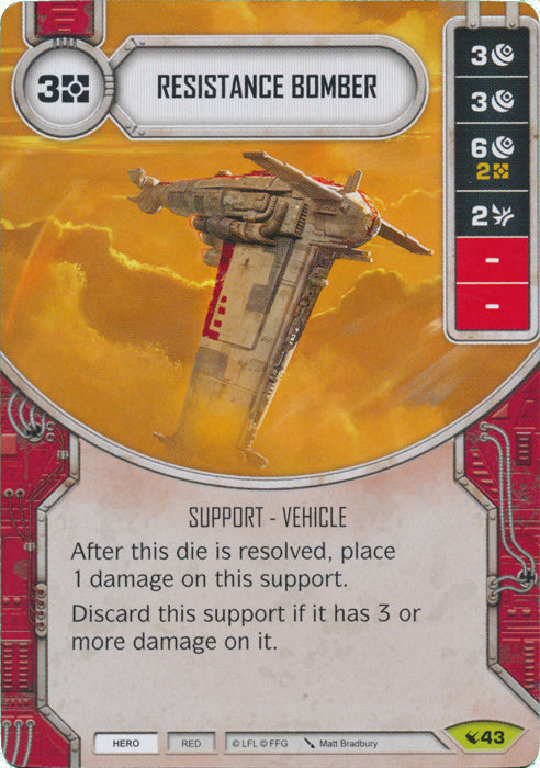 Resistance Bomber (LEG) Rare Star Wars Destiny Fantasy Flight Games   