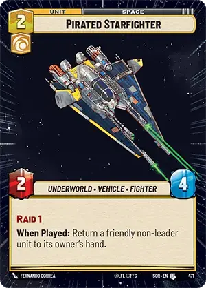 Pirated Starfighter (SOR) Uncommon Star Wars Unlimited Fantasy Flight Games Hyperspace Non-Foil 