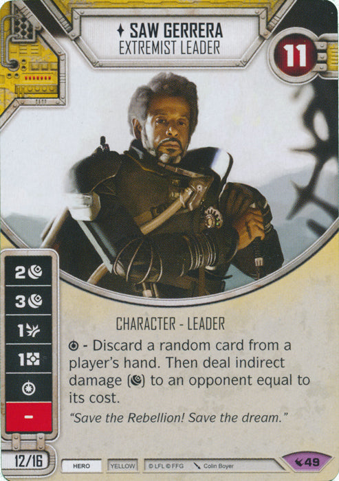 Saw Gerrera - Extremist Leader (LEG) Legendary Star Wars Destiny Fantasy Flight Games   