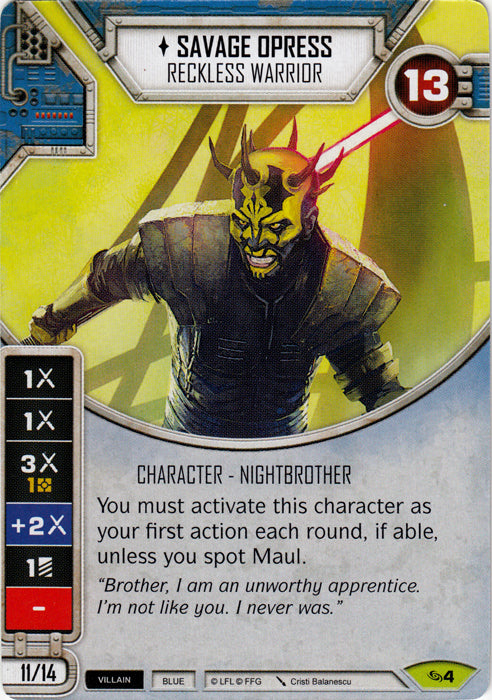 Savage Opress - Reckless Warrior (ATG) Rare Star Wars Destiny Fantasy Flight Games   