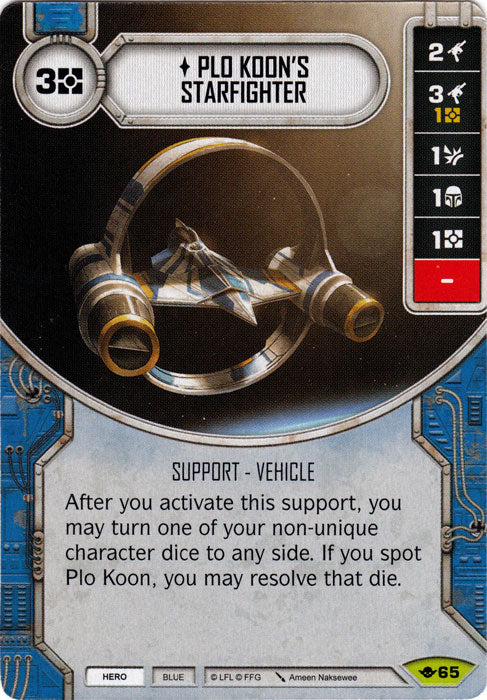 Plo Koon's Starfighter (WotF) Rare Star Wars Destiny Fantasy Flight Games   