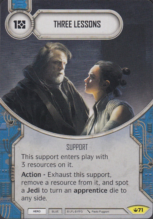 Three Lessons (SOH) Uncommon Star Wars Destiny Fantasy Flight Games   