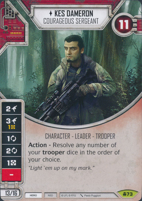 Kes Dameron - Courageous Sergeant (CONV) Rare Star Wars Destiny Fantasy Flight Games   