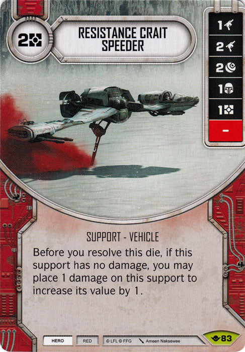 Resistance Crait Speeder (WotF) Rare Star Wars Destiny Fantasy Flight Games   