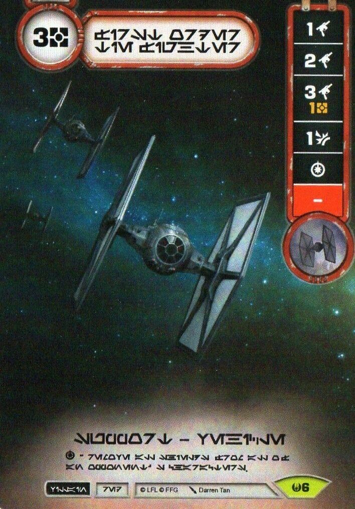 Star Wars Destiny First Order TIE Fighter (AWK) Aurebesh Promo (Card only)
