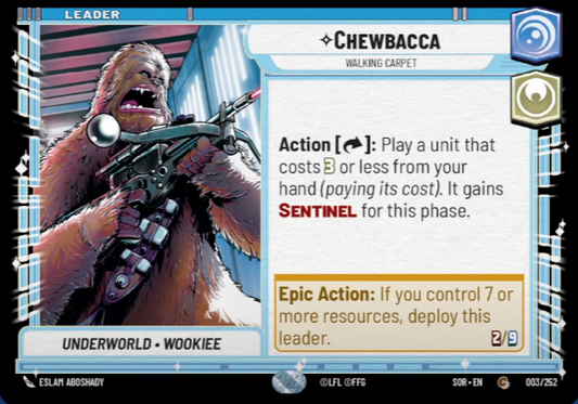 Chewbacca - Walking Carpet (SOR) Common Star Wars Unlimited Fantasy Flight Games Standard Non-Foil 