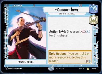 Chirrut Imwe - One With the Force (SOR) Rare Star Wars Unlimited Fantasy Flight Games Standard Non-Foil 