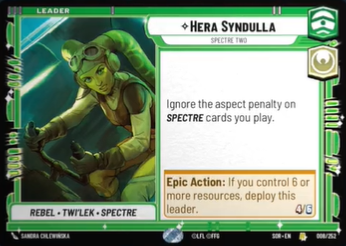 Hera Syndulla - Spectre Two (SOR) Rare Star Wars Unlimited Fantasy Flight Games Standard Non-Foil 