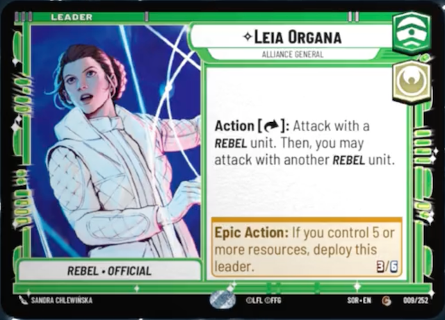 Leia Organa - Alliance General (SOR) Common Star Wars Unlimited Fantasy Flight Games Standard Non-Foil 