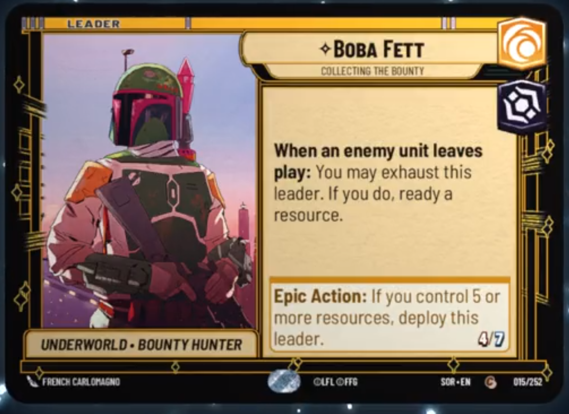 Boba Fett - Collecting the Bounty (SOR) Common Star Wars Unlimited Fantasy Flight Games Standard Non-Foil 