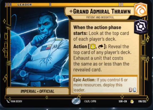 Grand Admiral Thrawn - Patient and Insightful (SOR) Rare Star Wars Unlimited Fantasy Flight Games Standard Non-Foil 