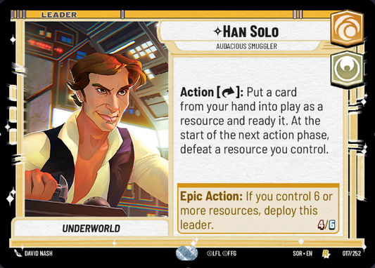 Han Solo - Audacious Smuggler (SOR) Rare Star Wars Unlimited Fantasy Flight Games Standard Non-Foil 