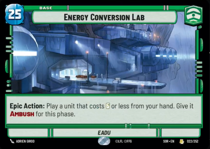 Energy Conversion Lab - Eadu (SOR) Rare Star Wars Unlimited Fantasy Flight Games Standard Non-Foil 