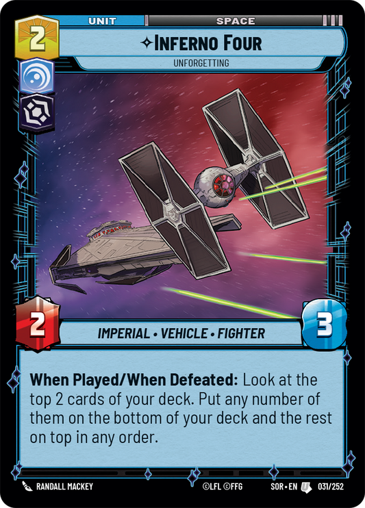 Inferno Four - Unforgetting (SOR) Uncommon Star Wars Unlimited Fantasy Flight Games Standard Non-Foil 
