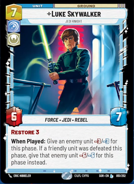 Luke Skywalker - Jedi Knight (SOR) Legendary Star Wars Unlimited Fantasy Flight Games Standard Non-Foil 