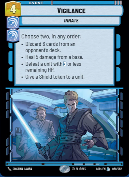 Vigilance (SOR) Legendary Star Wars Unlimited Fantasy Flight Games Standard Non-Foil 