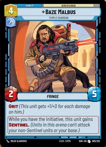 Baze Malbus - Temple Guardian (SOR) Uncommon Star Wars Unlimited Fantasy Flight Games Standard Non-Foil 