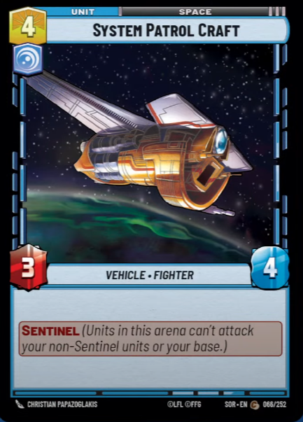 System Patrol Craft (SOR) Common Star Wars Unlimited Fantasy Flight Games Standard Non-Foil 