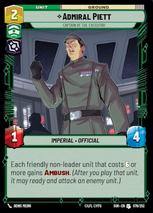 Admiral Piett - Captain of the Executor (SOR) Uncommon Star Wars Unlimited Fantasy Flight Games Standard Non-Foil 