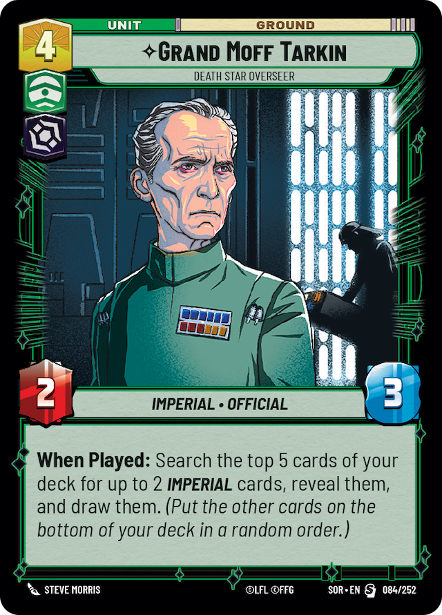 Grand Moff Tarkin - Death Star Overseer (SOR) Starter Star Wars Unlimited Fantasy Flight Games Standard Non-Foil 