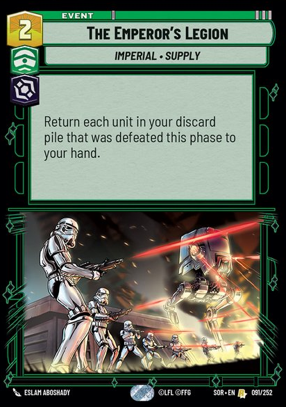 The Emperor's Legion (SOR) Rare Star Wars Unlimited Fantasy Flight Games Standard Non-Foil 