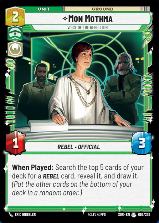 Mon Mothma - Voice of the Rebellion (SOR) Uncommon Star Wars Unlimited Fantasy Flight Games Standard Non-Foil 